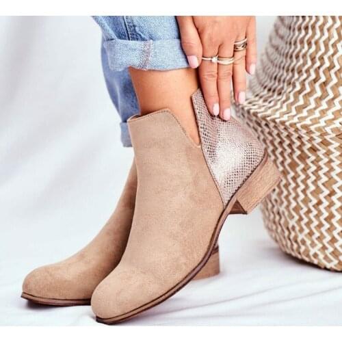 Woman Vintage Leopard Low Heels Women Retro PU Leather Ankle Boots 2020 Womens Zip Ladies Shoes Female Short Boots Plus Size 43