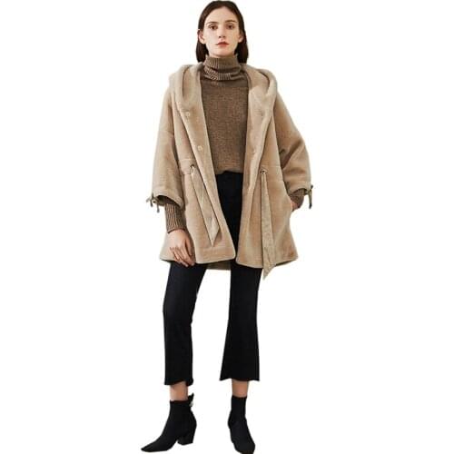Winter real Wool coat 2020 new Wool fur Hooded Windbreaker coat High quality mid-length Thick Warm Fur cardigan Coat women