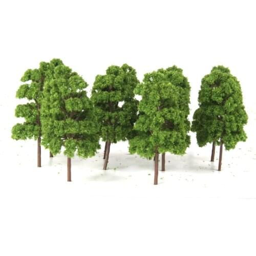 10 Pieces 1/75 Plastic Model Trees for Model Train Railway Street Park Accessory