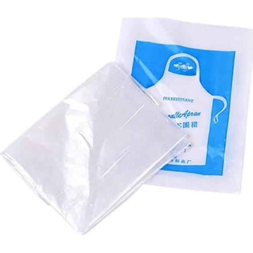 100 pcs Disposable apron of women cook Transparent Easy Use Kitchen kitchen waterproof oil-proof clothes
