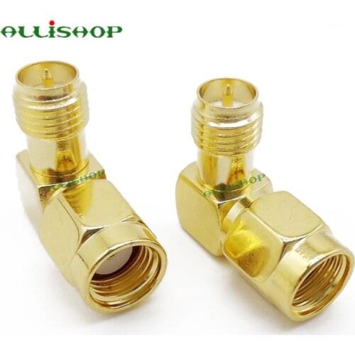 2Pcs 90 Degree SMA Adapter Connector Converter RP SMA Male to RP SMA Female for Antenna Plug Coaxial Coax SMA Adapter