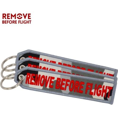 20 PCS/LOT Remove Before Flight Key Chain Camouflage Customized Keychain Jewelry Embroidery Safety Tag Aviation Gift llavero
