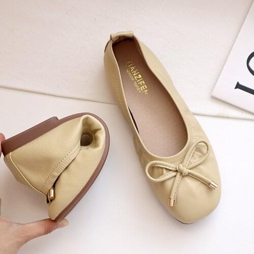 Soft-soled bow granny shoes women 2021 spring and summer new shallow flat bottom square head foot casual work shoes