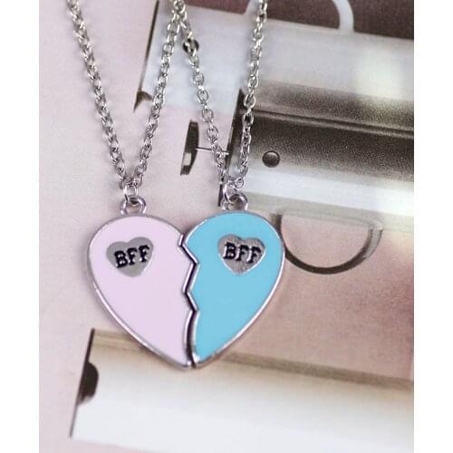 BFF Fashion Best Friend Necklace Women Neck Chain Heart-shaped Letter Alloy Pendant Choker Friendship Jewelry Souvenir Gift