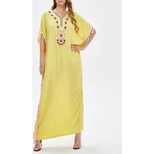 TREMU Black Dubai Kaftan Dress For Women Fashion Batwing Abaya Embroidery Maxi Dress Prayer Wear robe longue femme