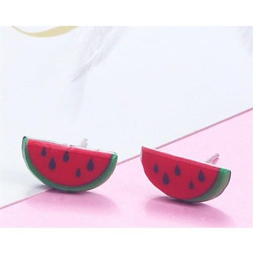 CRLEY Fantasy Watermelon Lollipop Small Stud Earrings for Women Cactus Peach Popsicle Fruit Plant Fashion Earrings Jewelry Gifts