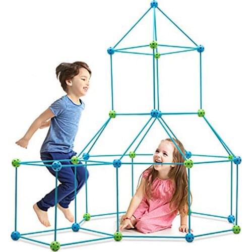 Kids Rocket Tower Building DIY Tent Building Castle Tunnel Toy Set Educational Puzzle Parent-child Interactive Girl Dollhouse