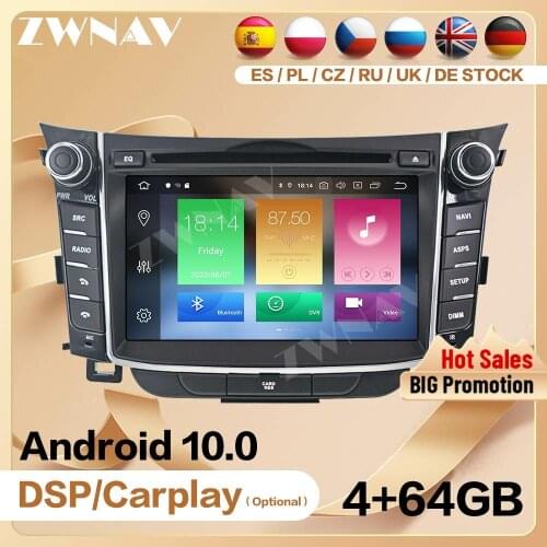 2 Din Carplay For Hyundai I30 Elantra GT 2012 2013 2014 2015 2016 Android 10 Screen Player Audio Radio GPS Head Unit Auto Stereo