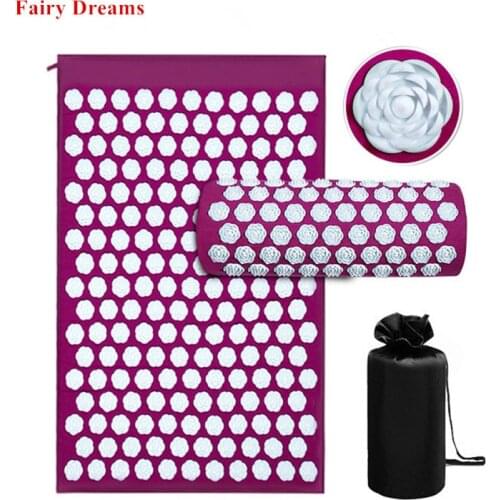 Gym Home Fitness Equipment Spike Acupuncture Massage Yoga Mat Pillow Relieve Back Body Pain (appro.66*42cm)