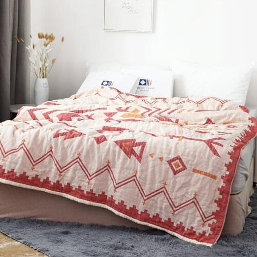 Cotton Throw Blanket For Bed Travel Sofa Bedding Cover Bedspread for Adults Child Geometric Print Thick Gauze Soft Warm Blankets