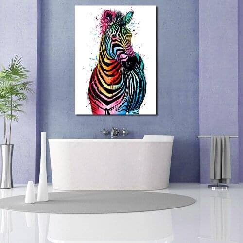 JQHYART Canvas Art Colorful Zebra Animal Painting Wall Pictures For Living Room Painting Posters And Prints Home Decor No Frame