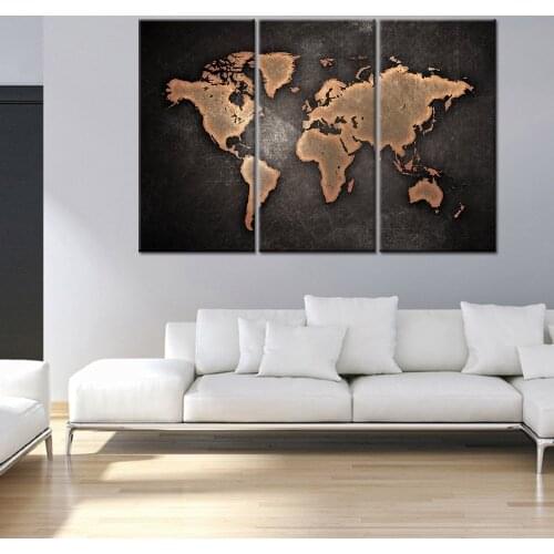 1 Piece Abstract World Map Canvas Painting Retro Posters and Prints Modern Wall Art Picture for Living Room Study Home Decor