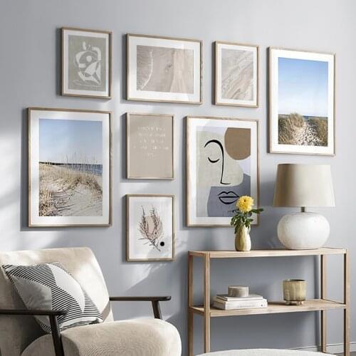 Nature Landscape Canvas Painting Grass Bridge Beach Sunset Scandinavian Wall Art Poster Nordic Print Modern Picture Home Decor