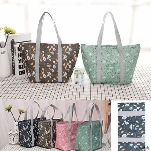 Fashion Women PVC Handbag Printed Aluminum Large Waterproof Bowstring Lunch Bento Bag Container Portable
