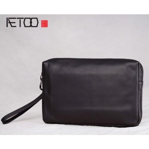AETOO Mens leather clutch, first layer cowhide casual clutch, business clutch, large-capacity man bag