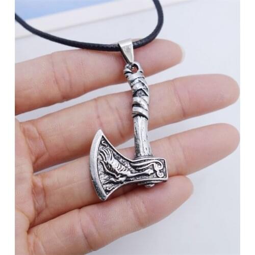 Norse Viking Hammer Axe Pendant Necklace Odin Raven Wolf Slavic Amulet Jewels