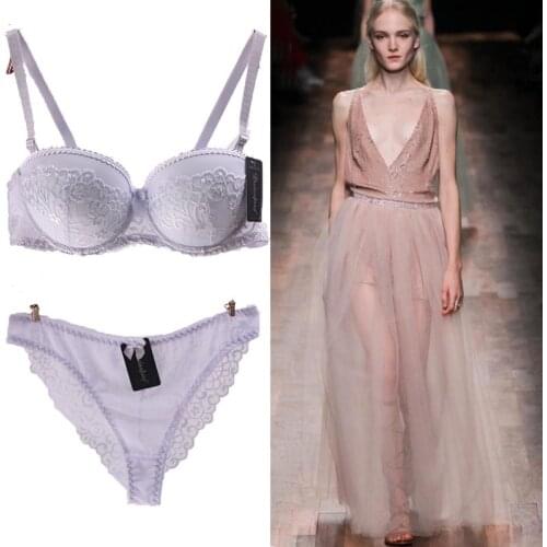 New 2020 Womens Underwear Panty Set Sexy Lace Embroidery Ladies Bras Sets 34/75 36/80 38/85 40/90 B Cup Girls Lingerie