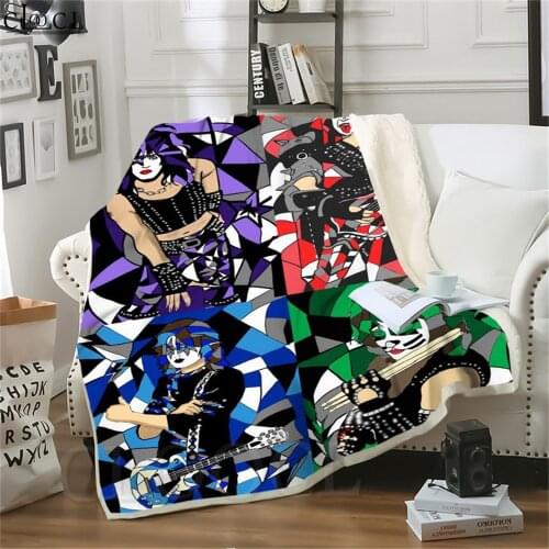 Throw Blankets KISS Rock Band 3D Star Character Print Quilt for Home Decoration Fashion Outdoor Travel Airplane Nap Adult Quilt