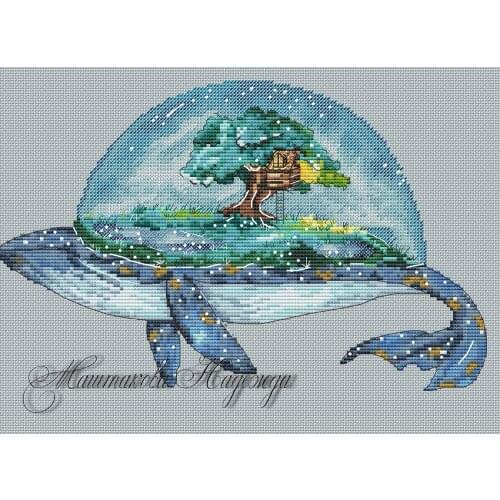 The scenery on the back of a whale-A wonderful Cross Stitch Kit Packages Counted Cross-Stitching Kits Cross stich Painting Set