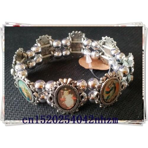 Silver-plated bracelet, beaded bracelet, religious bracelet, silver plastic beaded bracelet