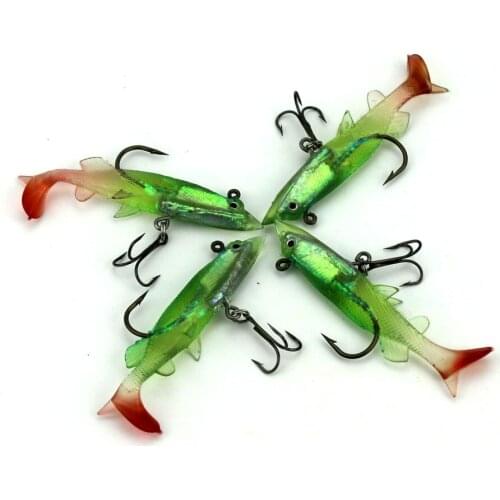 Big Sale 40pcs Silicone Bait Shad Artificial Bait Double Jig Head Hook Soft Fishing Lures finger Fishing Tackle 8cm 11g