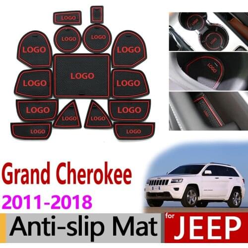 Anti-Slip Gate Slot Mat Rubber Coaster for Jeep Grand Cherokee WK2 2011 2012 2013 2014 2015 2016 2017 2018 Accessories Stickers