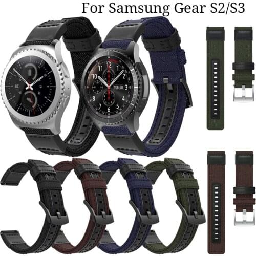 22mm 20mm Nylon Leather watch Strap For Samsung Gear S2 S3 Frontier/Classic watch Bands wristband Classic bracelet Watchband