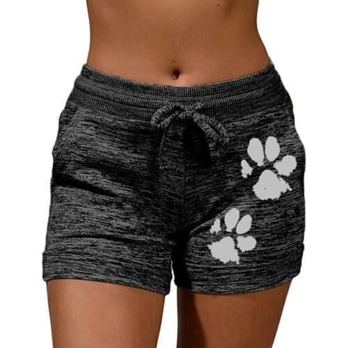 Women shorts Summer High Waist Cats Claw Print Drawstring Quick Dry Elastic Sport Shorts Beach Casual Womens Clothing Plus Size