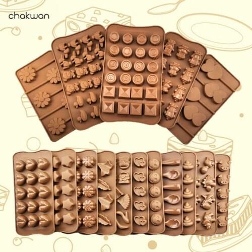 Silicone Chocolate Mold 22 Shapes Chocolate Fondant Molds 3D Silicone Jelly Candy Moulds DIY Bar Shape Mould