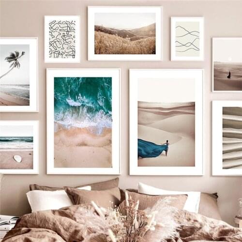 Nordic Landscape Abstract Lines Canvas Poster Desert Beauty Sea Beach Wall Art Painting Home Decor
