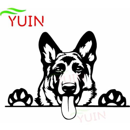 Modern Art Animal German Shepherd Car Sticker Fashion Decoration PVC Waterproof Sunscreen Decal Black/White/Red/Laser/Silver