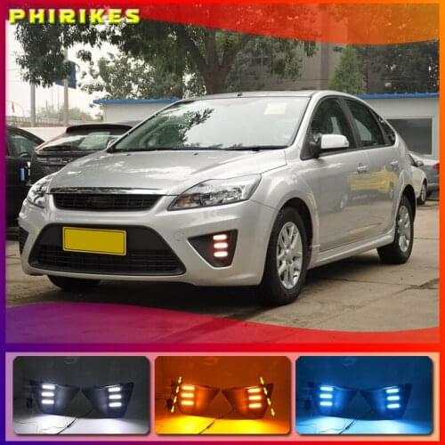 LED Daytime Running Light For Ford Focus 3 2009-2012 Waterproof 12V Yellow Turn Signal Indicator Light Bumper Lamp LED DRL