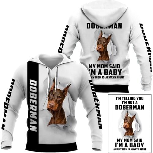 Funny Doberman 3D Printed Hoodies Fashion Pullover Men For Women Animal Sweatshirts Sweater Cosplay Costumes