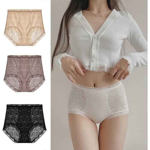 1PC Women Underwear Lace High Waist Panties Sexy Hip Lift Solid Color Breathable High Quality Female Underpants Seamless Briefs