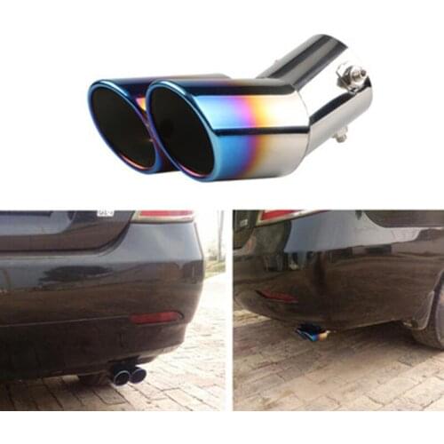 Universal Stainless Steel Double Tube Car Vehicle Rear Round Exhaust Pipe Tail Muffler Tip Chrome Car Rear Tail Throat Accessory