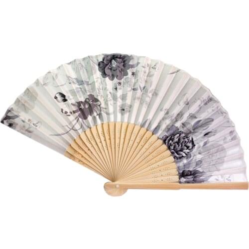 Chinese Japanese Style Silk Fan Folding Fan Wedding Fan Art Gifts Dance Hand Fan Vintage Bamboo Folding Hand Held Flower Fan