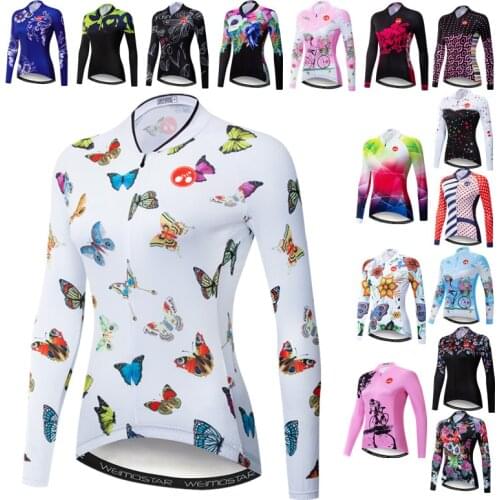 Weimostar 2021 Pro Cycling Jersey Women Long Sleeve Bicycle Jacket Maillot Ciclismo Breathable MTB Bike Jersey Cycling Clothing