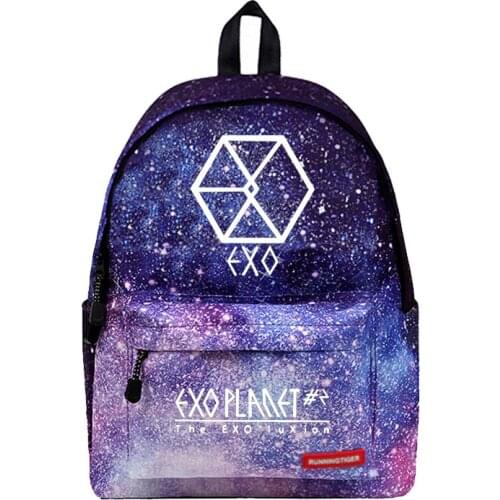 WISHOT Kpop EXO lucky one monster Backpack School Bags Travel Bag for teenagers girls women Stars Universe Space Galaxy