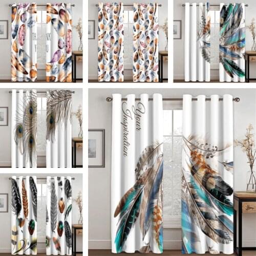 Curtains for Living Room Waterproof Window Bedroom Decoration Colored Feathers Kitchen Space Divider Luxury Printed Home Custom