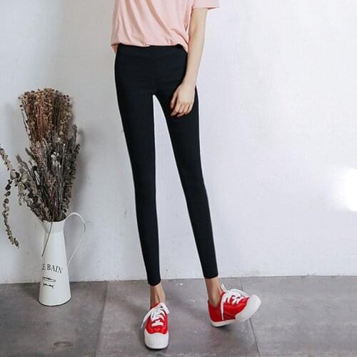 Womens Pants Autumn and Winter New Black Pencil Pants Solid Color Stretch Tight Leggings Trousers for Female 2021