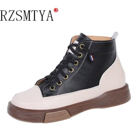 Women Platform Sneakers black High Top Vulcanize Shoes Leather Chunky Casual Shoe Fashion Autumn Leisure Flats Womens Sneaker