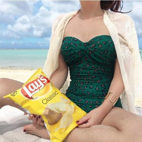 Korea Womens One Piece Swimsuit Floral Printing Removable Strap Halter backless Push UP Padding Bathing Suit Swimwear Bodysuit