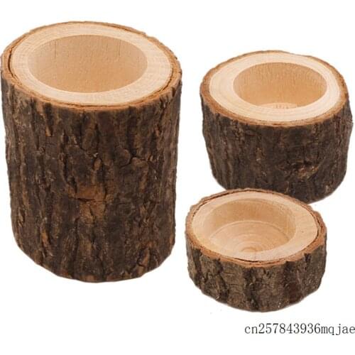 10sets 3pcs/set Wooden Candle Holders Pillar Holder Candle Stand Plant Flower Pot for Home Wedding Bar Holiday Decoration