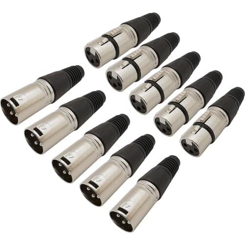 10Pcs 3 Pin XLR Plug Socket Connector XLR Male Female Jack Microphone Audio Cable Terminals Mic Solder Connectors