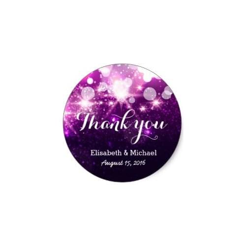 3.8cm Glamour Trendy Purple Glitter Sparkles - Thank You Classic Round Sticker