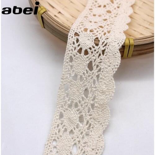 5yards/lot wide 4cm Beige Sewing Lace Trims Tabelcover Curtain Sweater Wrap Embellishment DIY Handmade Cotton Fabric Material