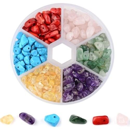 6 boxes of mixed color stone beads 6 colors handmade bracelet beads material DIY accessories charms for bracelets