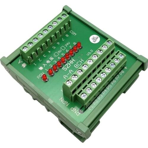 A-A 8CH Optocoupler isolator terminal board 8 channel high and low level signal conversion module NPN and PNP interchange