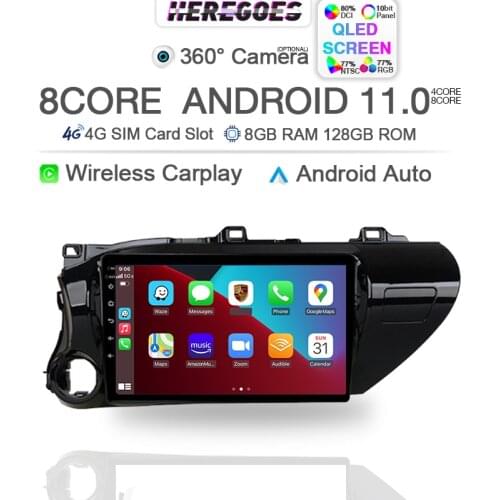 4G 2Din 6G+128G Android 10 Car DVD Player Toyota Hilux Pick Up AN120 2015 2016 2017 2018 360 Camera Carplay GPS Wifi RDS Radio