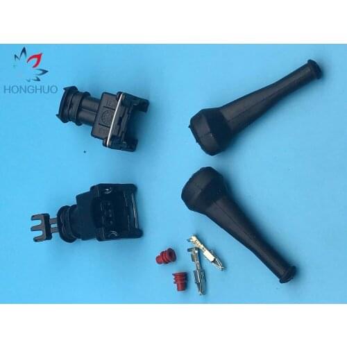 Free shipping 50 pcs TYCO AMP Junior Power Timer 2 Way Fuel Injector EV1 waterproof Connector with rubber boot 282189-1